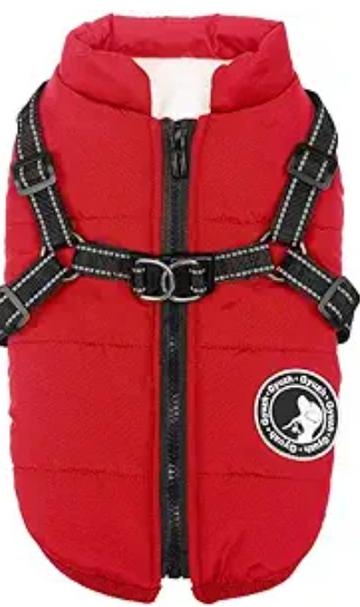 Gyuzh Dog Coat with Harness Winter Dog Coat Fleece Dog Jacket Waterproof Dog Coat Zipper Dog Jacket Puppy Coat Small Dog Clothes Dog Coat with Reflective Harness for Smal Medium Large Dogs